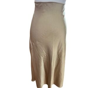 Old Navy Satin Midi Skirt Champagne Elastic Waist Slit Women's XL